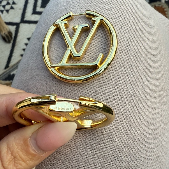 Louis Vuitton Gold Logo Earrings - Picture 2 of 3